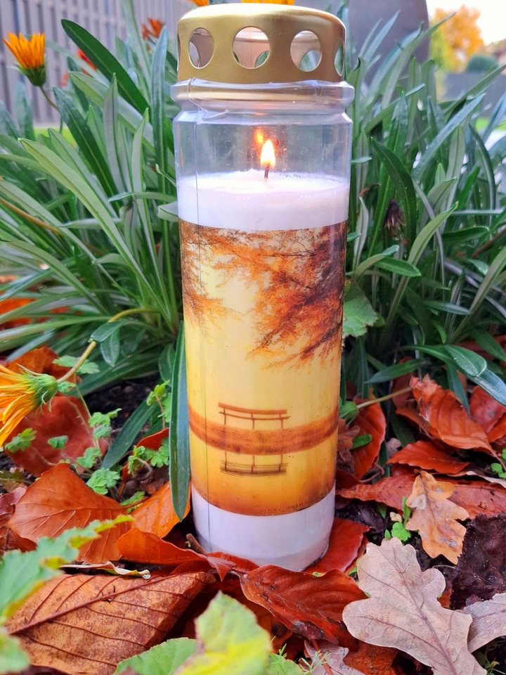 Bolsius Grabkerze Grablicht, Gedenklicht, Grabschmuck, große Trauerkerze mit Bild (1-tlg., Grablicht ca. 90 Stunden Brenndauer), Grablicht für Friedhof von Bolsius