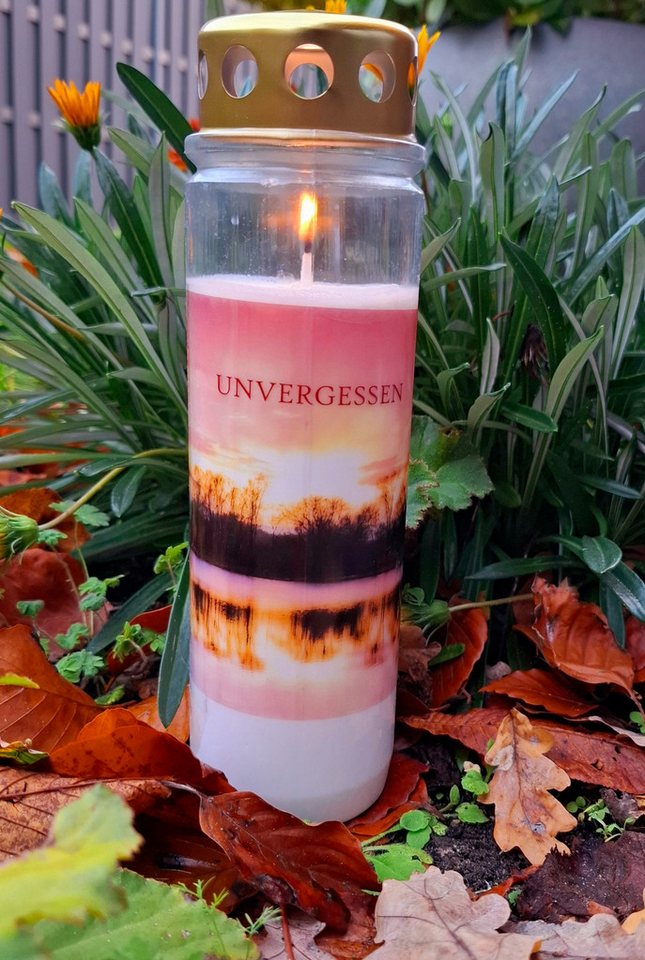 Bolsius Grabkerze Grablicht, Gedenklicht, Grabschmuck, große Trauerkerze mit Bild (1-tlg., Grablicht ca. 90 Stunden Brenndauer), Grablicht für Friedhof von Bolsius