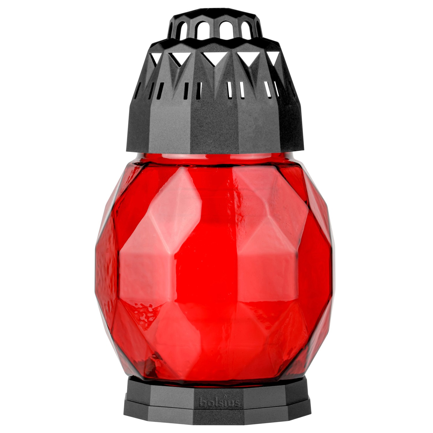 Bolsius Grablaterne Diamond Ø 10,8 cm x 17,8 cm Rot von Bolsius