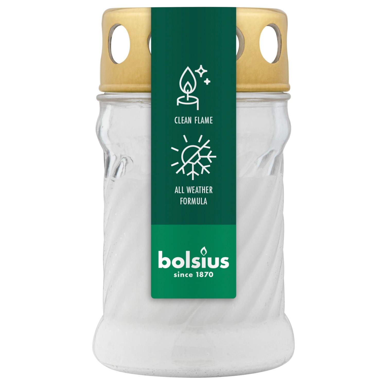 Bolsius Grablaterne Twist Ø 6,3 cm x 11 cm Weiß von Bolsius
