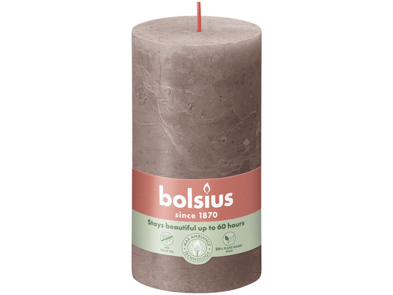 Bolsius Stumpenkerze Bolsius Stumpenkerze Rustik Shine Rustikales Taupe von Bolsius