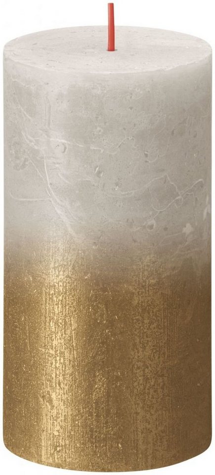 Bolsius LED-Christbaumkerzen Bolsius Stumpenkerze Rustik Sunset Sandgrau+Gold von Bolsius
