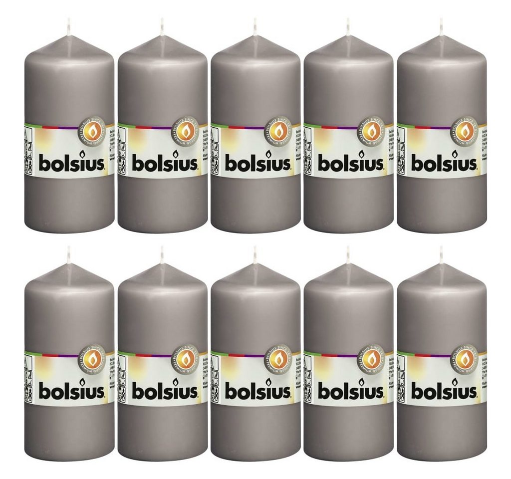 Bolsius LED-Kerze Stumpenkerzen 10 Stk. 120 x 58 mm Warmgrau (10-tlg) von Bolsius