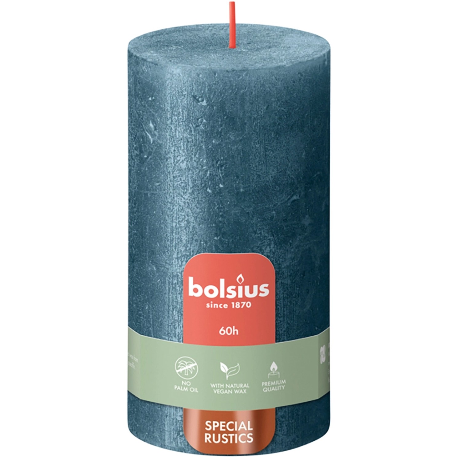Bolsius Rustik-Kerze Shimmer Winter Edition Ø 6,8 cm x 13 cm Blau von Bolsius