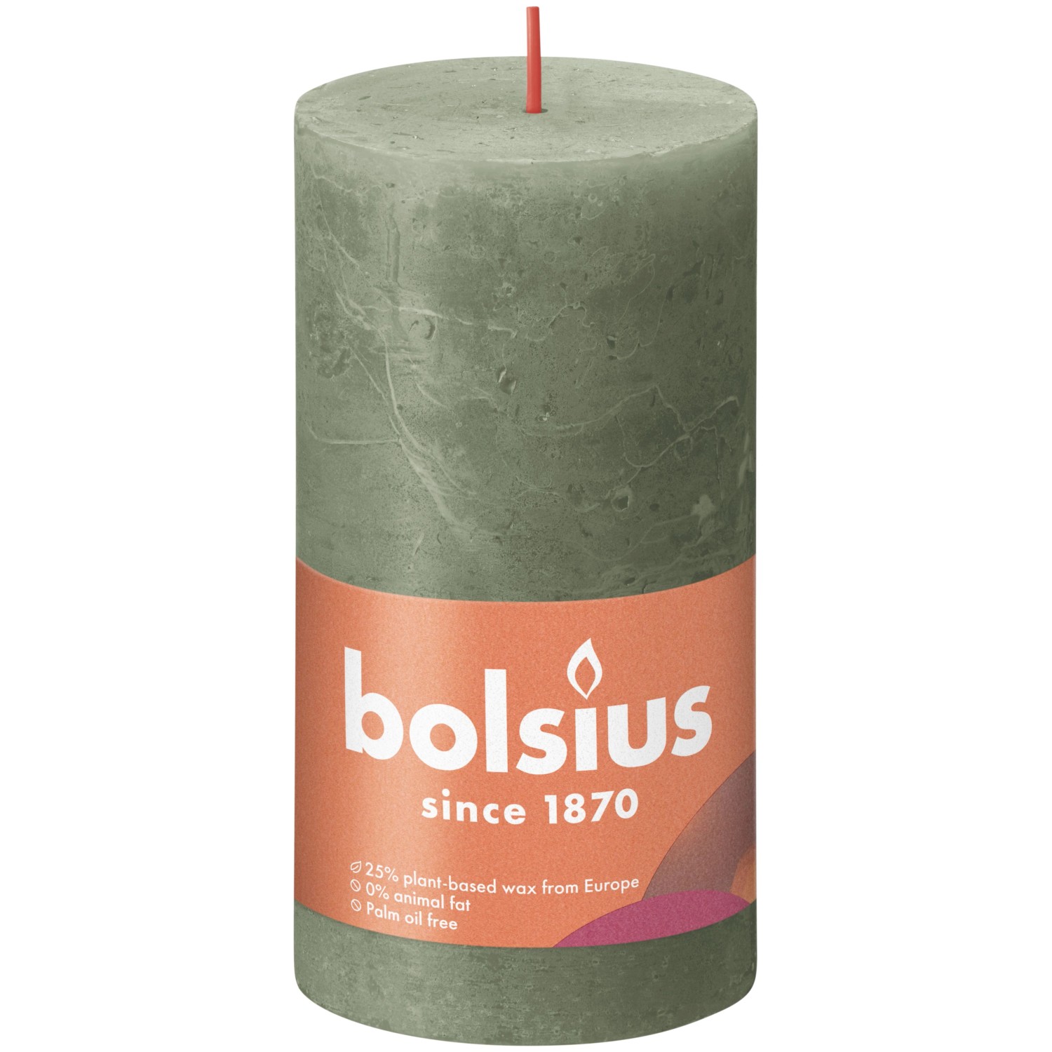 Bolsius Rustik-Kerze Shine 130/68 mm Frische Olive von Bolsius