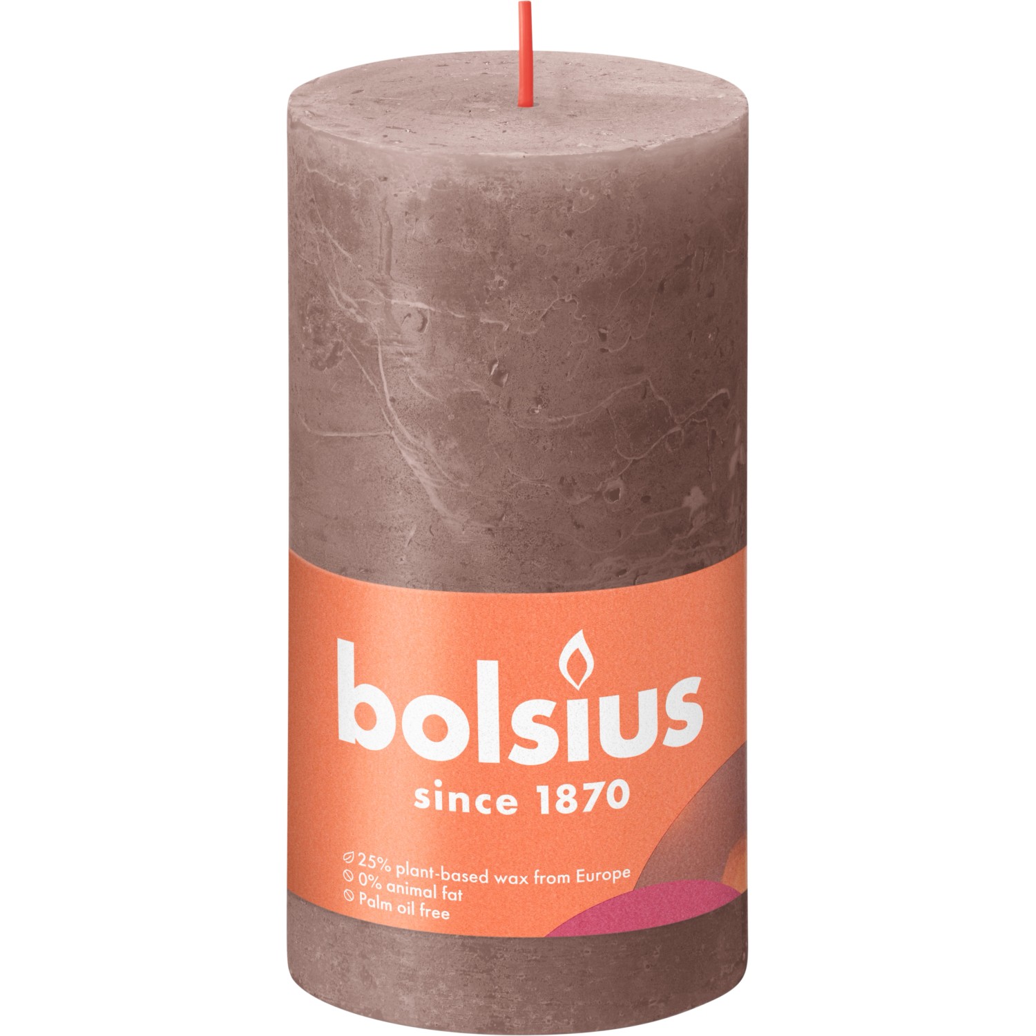 Bolsius Rustik-Kerze Shine 130/68 mm Rustikales Taupe von Bolsius