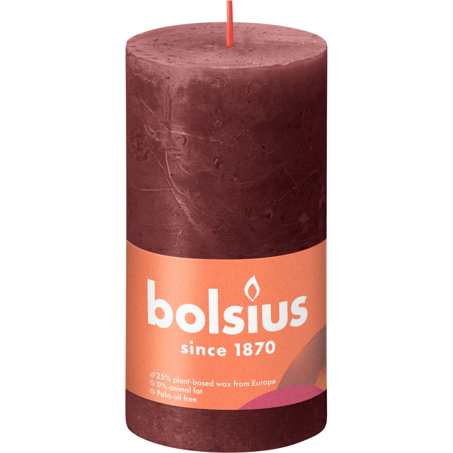 Bolsius Rustik-Kerze Shine 130/68 mm Samtrot von Bolsius