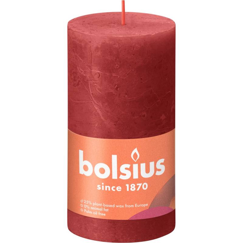 Bolsius Rustik-Kerze Shine 130/68 mm Zartes Rot von Bolsius