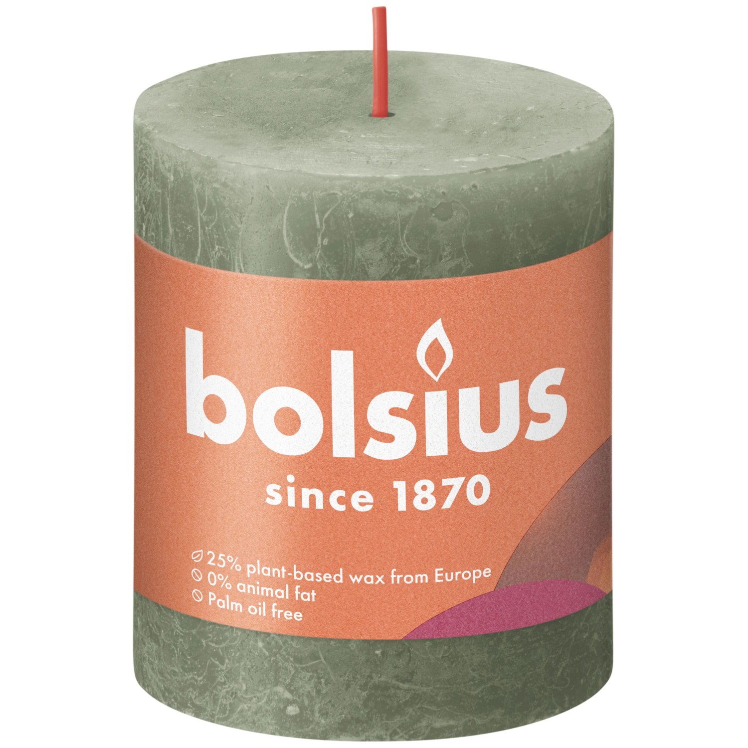 Bolsius Rustik-Kerze Shine 80/68 mm Frische Olive von Bolsius