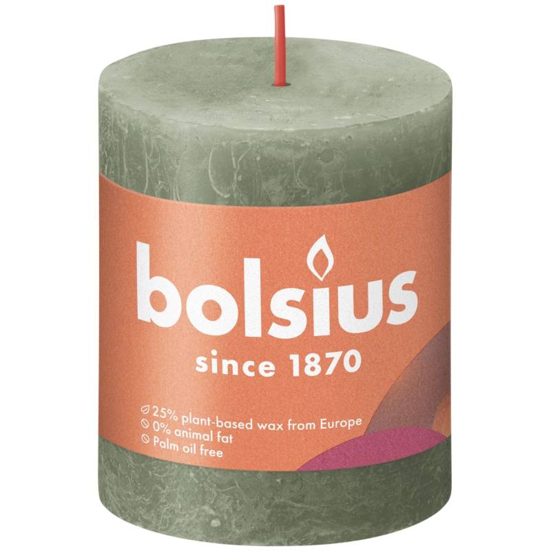 Bolsius Rustik-Kerze Shine 80/68 mm Frische Olive von Bolsius
