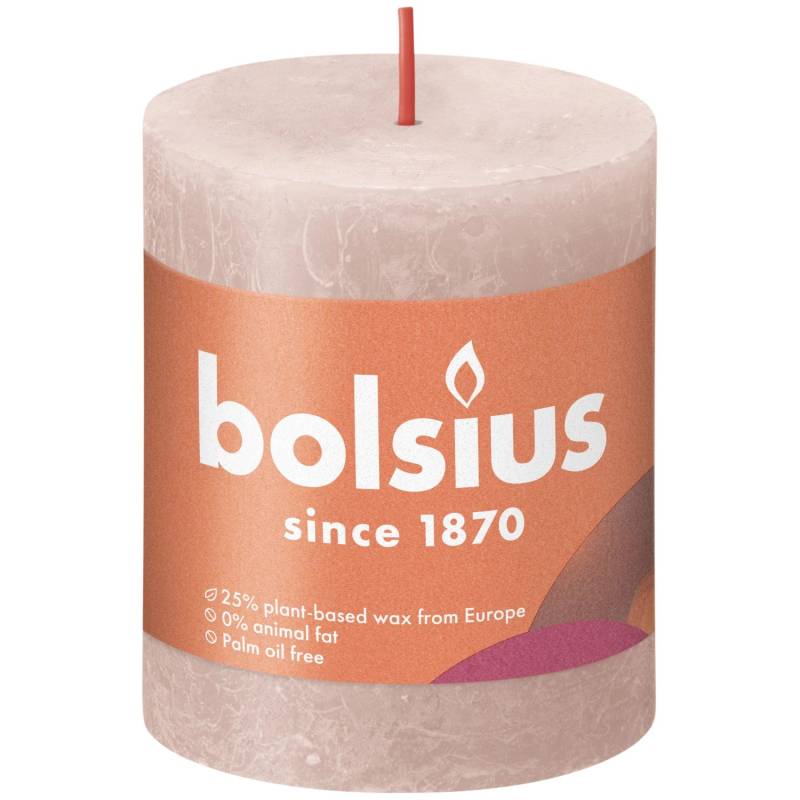 Bolsius Rustik-Kerze Shine 80/68 mm Nebliges Rosa von Bolsius