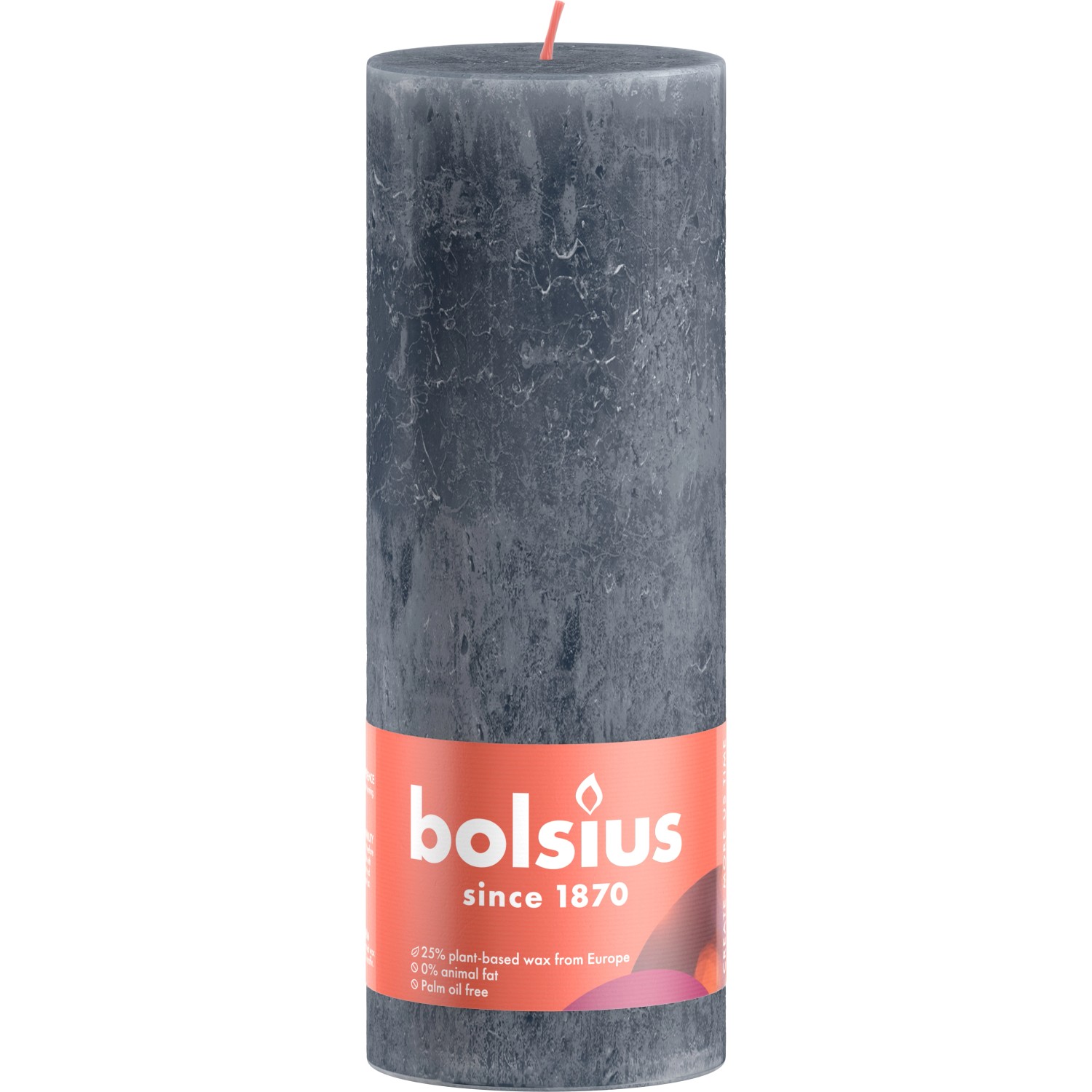 Bolsius Rustik-Kerze Shine Winter Edition Ø 6,8 cm x 19 cm Schieferblau von Bolsius