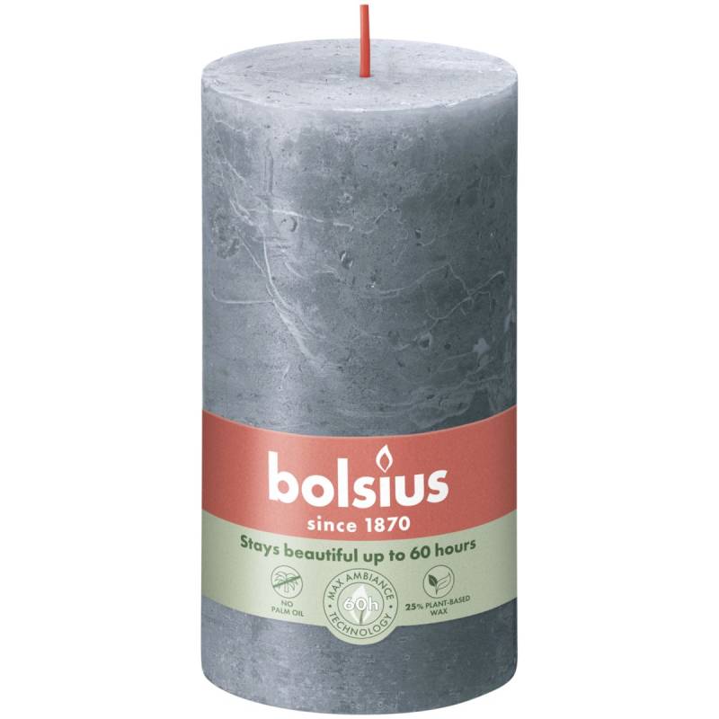 Bolsius Rustik Stumpenkerze 130/68 mm Schieferblau von Bolsius