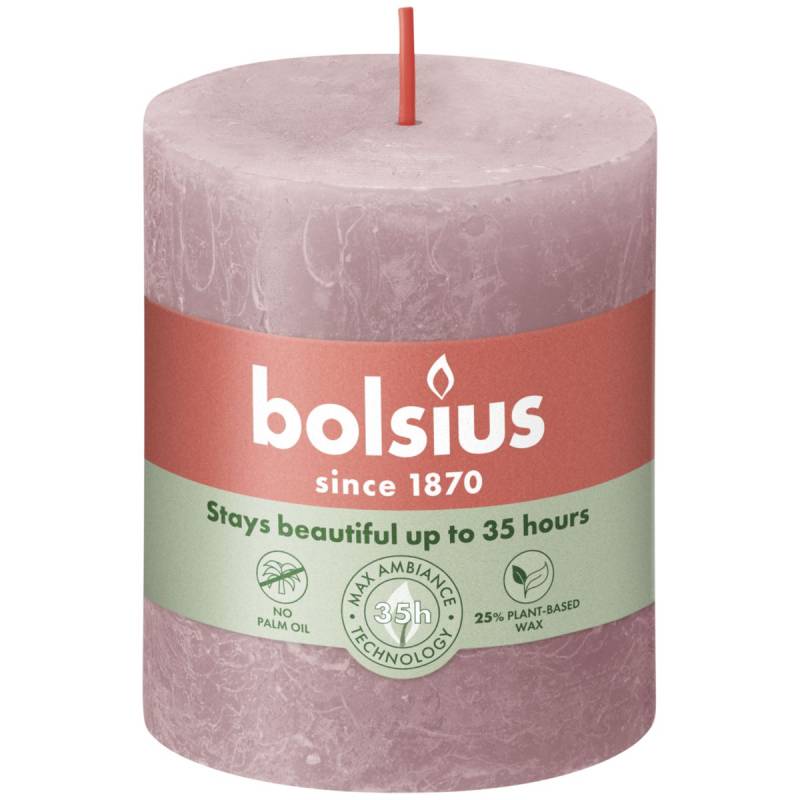Bolsius Rustik Stumpenkerze 80/68 mm Eschen-Rose von Bolsius