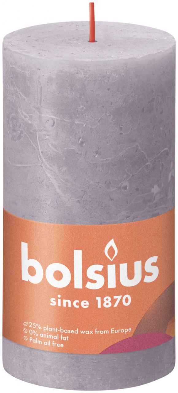 Bolsius Rustik Stumpenkerze gefrorener lavendel, Höhe: 13 cm, Ø 6,8 cm von Bolsius