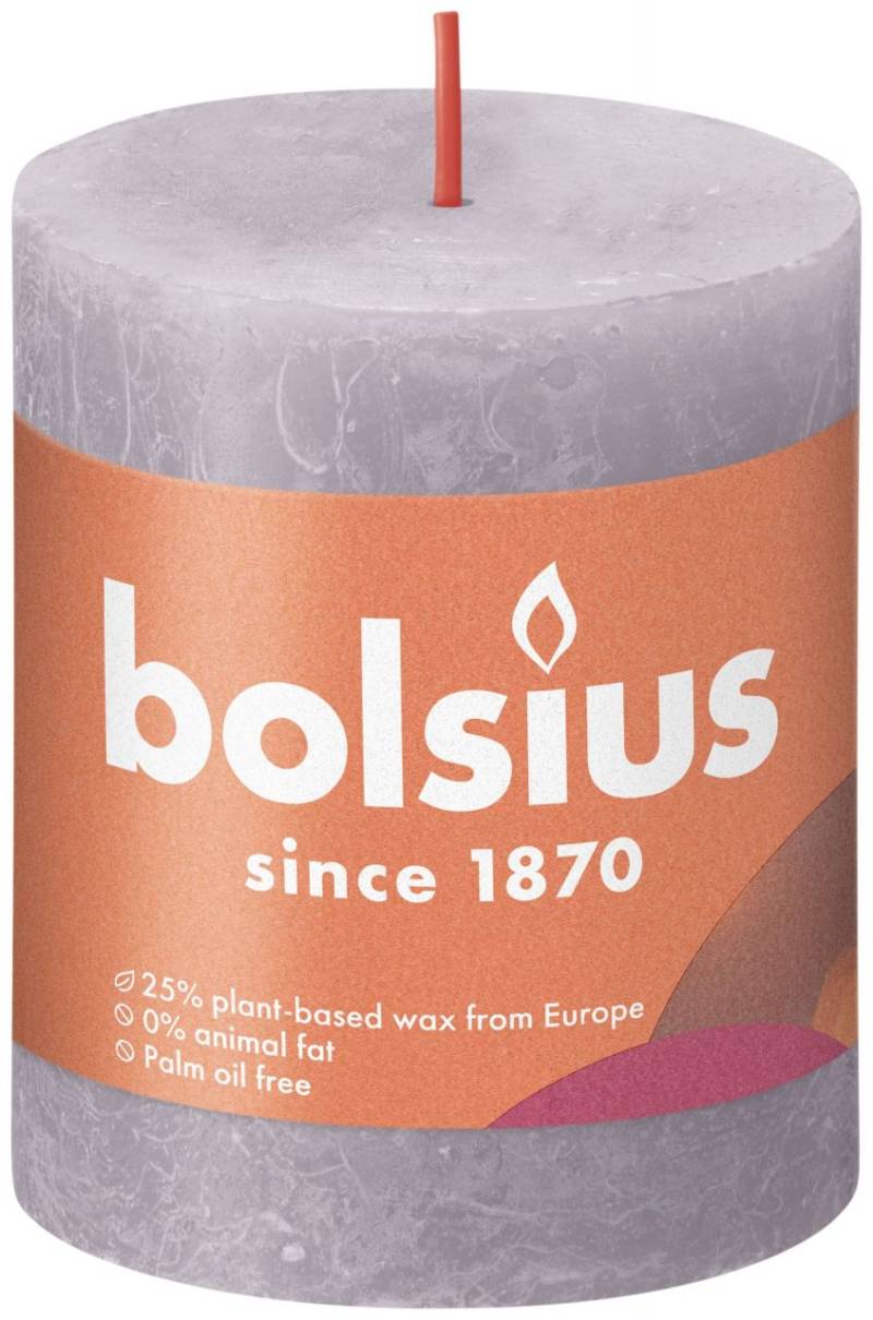 Bolsius Rustik Stumpenkerze gefrorener lavendel, Höhe: 8 cm, Ø 6,8 cm von Bolsius