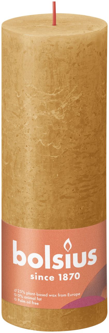 Bolsius Rustik Stumpenkerze honigwabengelb, Höhe: 19 cm, Ø 6,8 cm von Bolsius