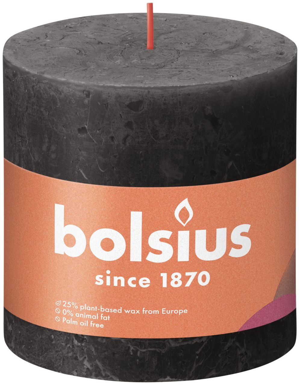 Bolsius Rustik Stumpenkerze stürmisches grau, Höhe: 10 cm, Ø 10 cm von Bolsius