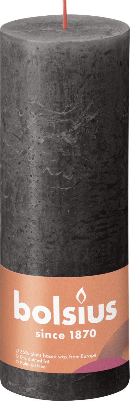 Bolsius Rustik Stumpenkerze stürmisches grau, Höhe: 19 cm, Ø 6,8 cm von Bolsius