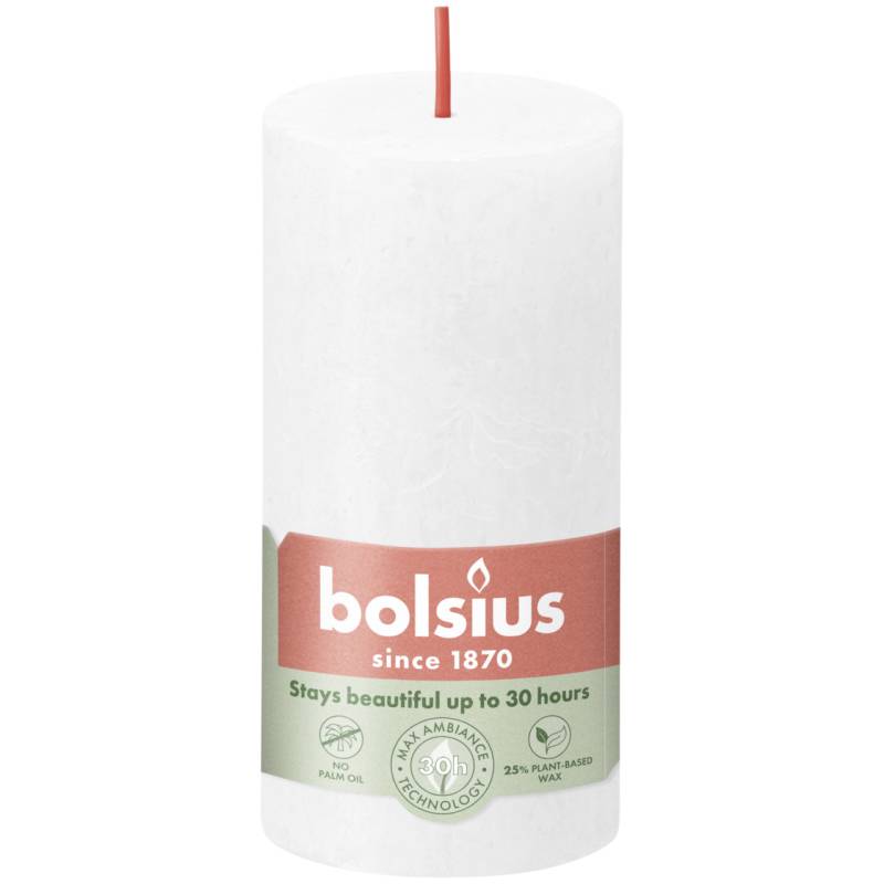 Bolsius Rustik Stumpenkerze wolkiges weiß, Höhe: 10 cm, Ø 5 cm von Bolsius