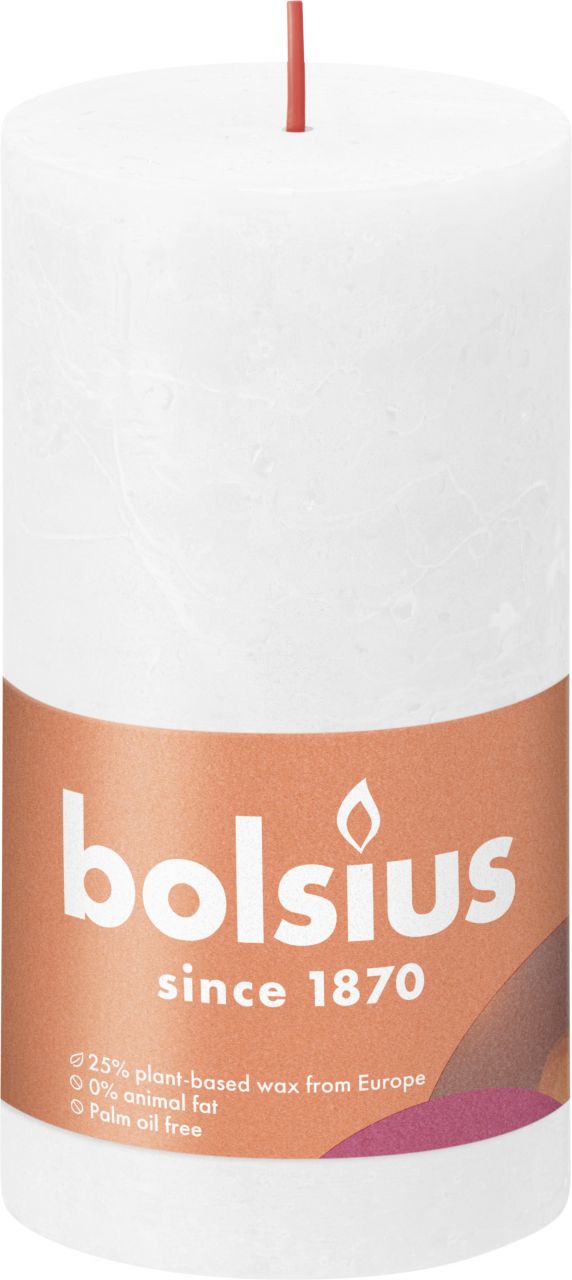 Bolsius Rustik Stumpenkerze wolkiges weiß, Höhe: 13 cm, Ø 6,8 cm von Bolsius