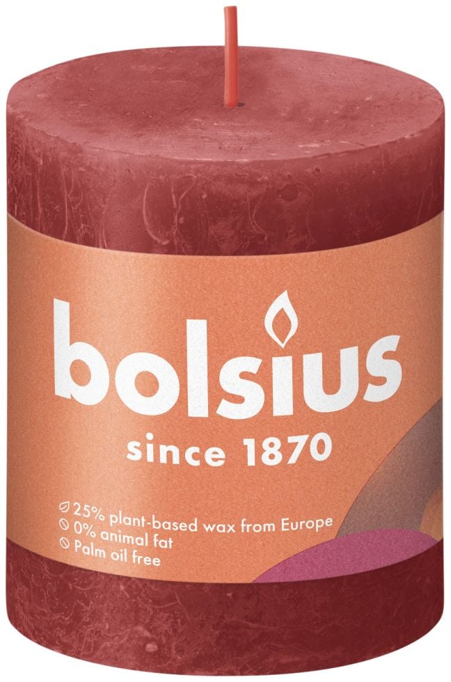 Bolsius Rustik Stumpenkerze zartes rot, Höhe: 8 cm, Ø 6,8 cm Bolsius Rustik Stumpenkerze zartes rot, Höhe: 8 cm, Ø 6,8 cm von Bolsius