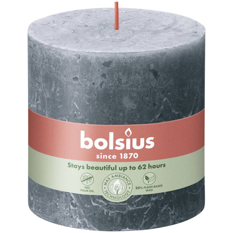 Bolsius Rustik XXL Stumpenkerze 100/100 mm Schieferblau von Bolsius