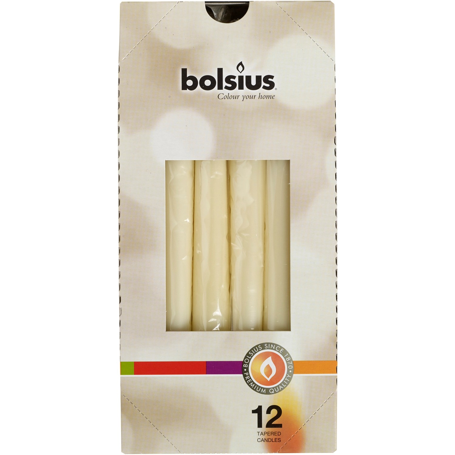 Bolsius Spitzkerzen cellophaniert 245/24 mm Elfenbein von Bolsius