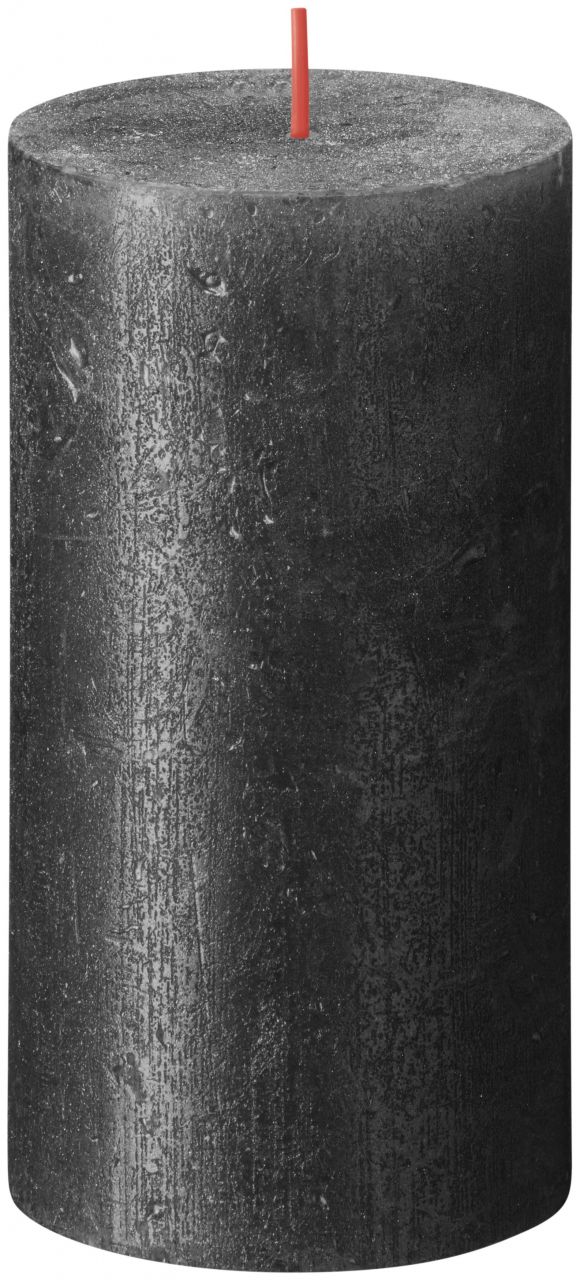 Bolsius Stumpenkerze Rustik Shimmer Anthrazit 13 cm von Bolsius