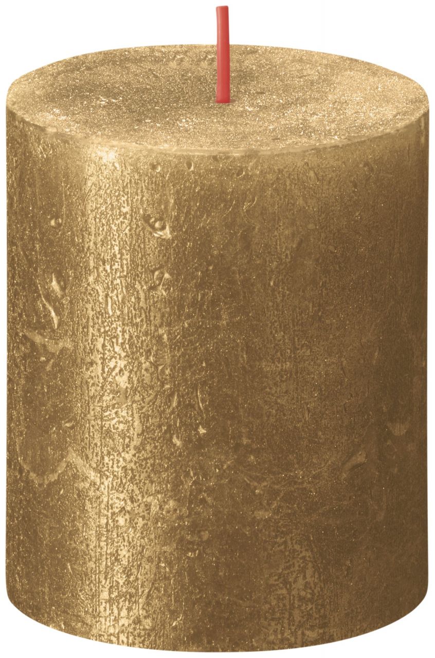 Bolsius Stumpenkerze Rustik Shimmer Gold 8 cm von Bolsius
