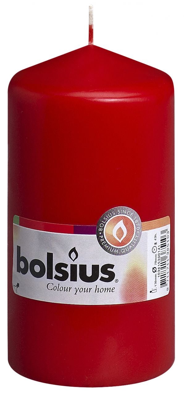 Bolsius Stumpenkerze rot, Höhe 13 cm, Ø 6,8 cm von Bolsius