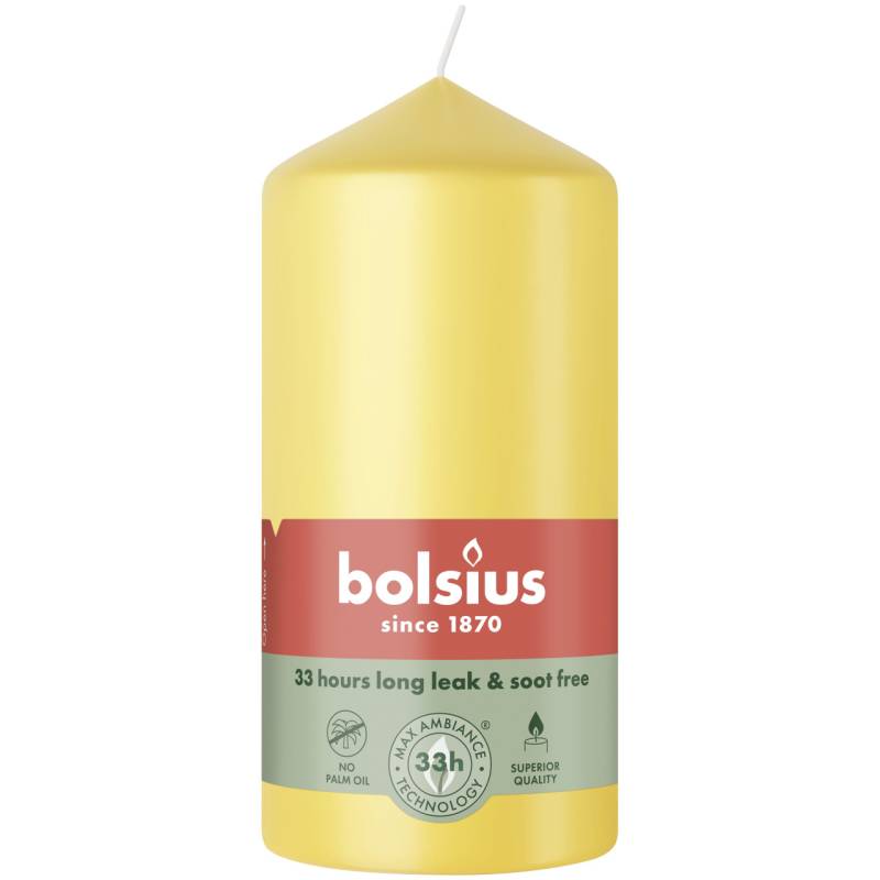 Bolsius Stumpenkerze sonnengelb 12 cm Ø 5,8 cm von Bolsius