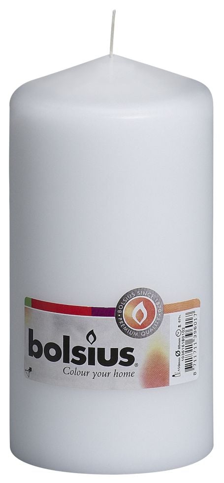 Bolsius Stumpenkerze weiß, Höhe 15 cm, Ø 7,8 cm von Bolsius