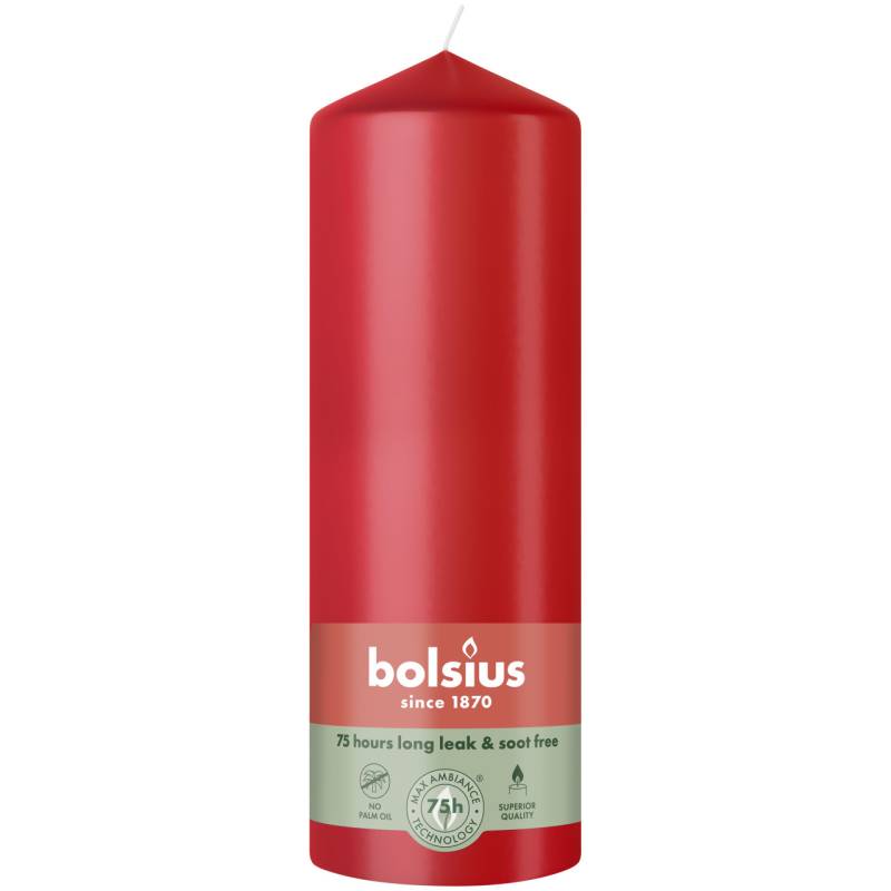 Bolsius Stumpenkerze zartes rot 20 cm Ø 6,8 cm von Bolsius