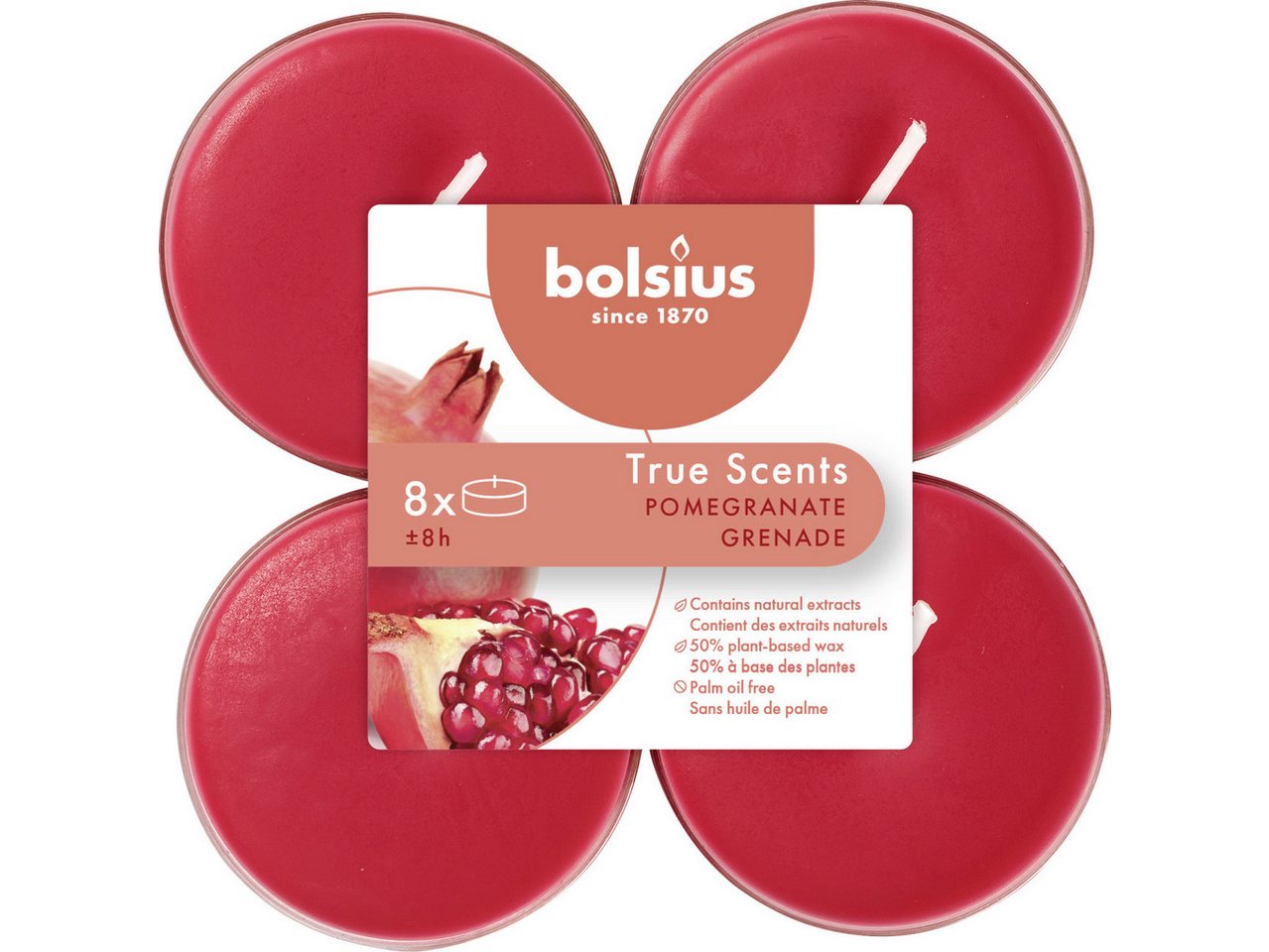Bolsius Teelicht Bolsius Duftteelichter Maxi Granatapfel, Höhe 1,17 von Bolsius