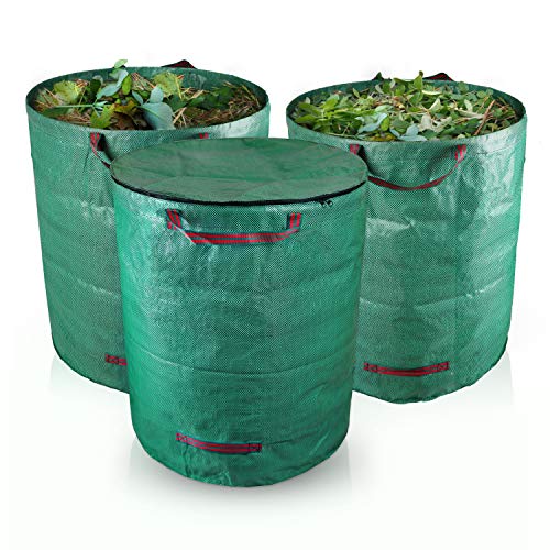 Bolson 3er Kombiset Gartensack 2x ohne & 1x mit Deckel verschließbar - 272L Gartenabfallsack mit extra verstärktem Boden - Selbststehender & faltbarer Laubsack mit 4 stabilen Griffen - Als Set von Bolson