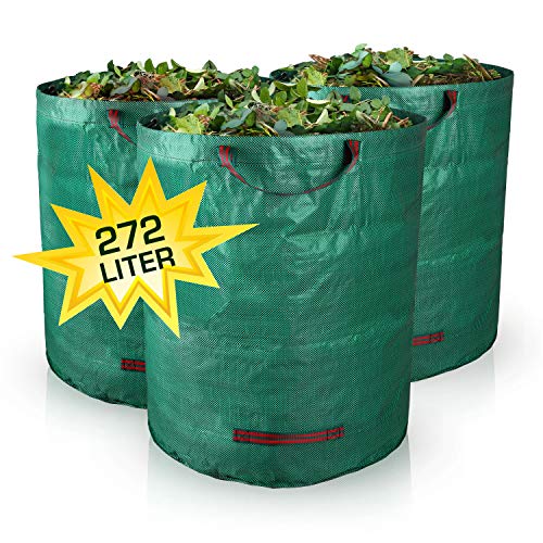 Bolson 3er Set Gartensack - 272L Gartenabfallsack mit extra verstärktem Boden - Selbststehender & Faltbarer Laubsack mit 4 stabilen Griffen - Für Gartenabfall, Laub & Grünschnitt von Bolson