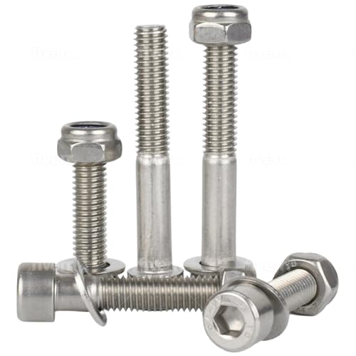 Bolt Base M3 x 20 A4 Innensechskantschrauben aus Edelstahl + Muttern und Unterlegscheiben Set (je 5 Stück) von Bolt Base