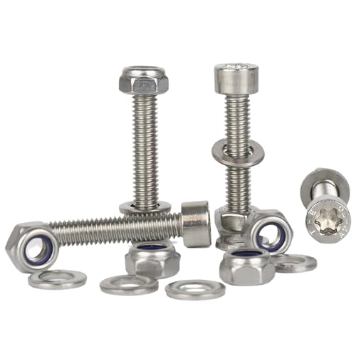 Bolt Base M6 x 40 A2 Edelstahl-Torx-Kappschrauben + Muttern und Unterlegscheiben Set (je 5 Stück) von Bolt Base