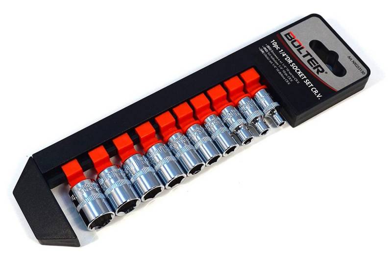 Bolter Bit- und Steckschlüsselset Steckschlüsselsatz 6kt Nüsse Einsatz Set 1/4 6 kant 4-13 mm, 1-St. Bolter Bit- und Steckschlüsselset Steckschlüsselsatz 6kt Nüsse Einsatz Set 1/4 6 kant 4-13 mm, 1-St. von Bolter