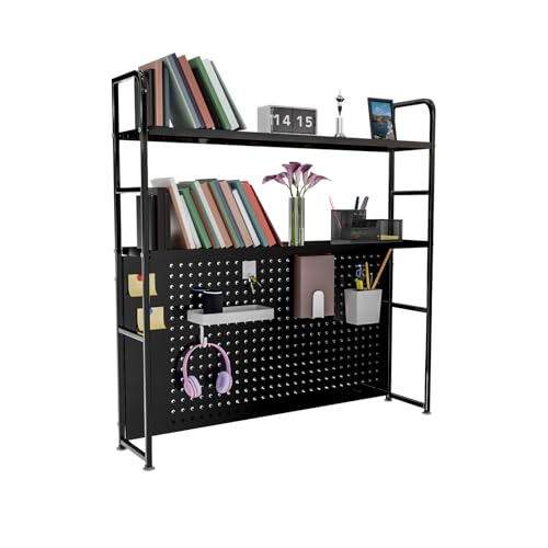 Boltmol Schreibtischregal mit 2 Ebenen, schwarz, 95 cm, Bücherregal mit Lochwand, Aufbewahrungsorganisator für Zuhause, Büro oder Wohnheim Boltmol Schreibtischregal mit 2 Ebenen, schwarz, 95 cm, Bücherregal mit Lochwand, Aufbewahrungsorganisator für Zuhause, Büro oder Wohnheim von Boltmol