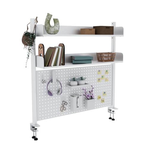 Boltmol Schreibtischregal mit 2 Ebenen, zum Anklemmen, weiß, 100 cm, Bücherregal mit Lochwand, Aufbewahrungsorganisator für Zuhause, Büro oder Wohnheim Boltmol Schreibtischregal mit 2 Ebenen, zum Anklemmen, weiß, 100 cm, Bücherregal mit Lochwand, Aufbewahrungsorganisator für Zuhause, Büro oder Wohnheim von Boltmol