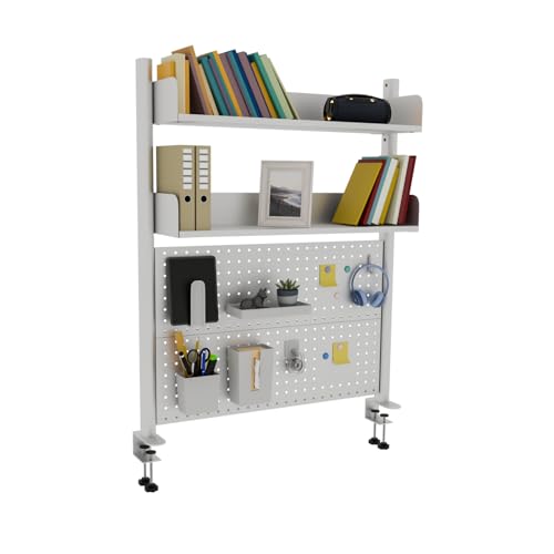 Boltmol Schreibtischregal mit 2 Ebenen, zum Anklemmen, weiß, 80 cm, Bücherregal mit Lochwand, Aufbewahrungsorganisator für Zuhause, Büro oder Wohnheim Boltmol Schreibtischregal mit 2 Ebenen, zum Anklemmen, weiß, 80 cm, Bücherregal mit Lochwand, Aufbewahrungsorganisator für Zuhause, Büro oder Wohnheim von Boltmol
