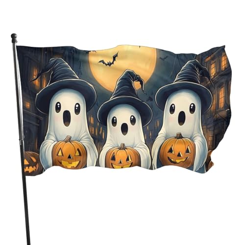 BoltPack Halloween-Gartenflagge mit Geisterdruck, mit Ösen, 90 x 150 cm, für Outdoor-Saison, Urlaubsdekoration, Partyzubehör von Boltpack