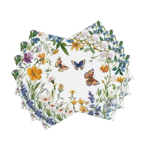BoltPack Platzsets mit Blumen- und Schmetterlings-Aufdruck, hitzebeständig, 30,5 x 45,7 cm, für Esszimmer, Zuhause, Urlaub, Party, Dekoration, 4 Stück BoltPack Platzsets mit Blumen- und Schmetterlings-Aufdruck, hitzebeständig, 30,5 x 45,7 cm, für Esszimmer, Zuhause, Urlaub, Party, Dekoration, 4 Stück von Boltpack