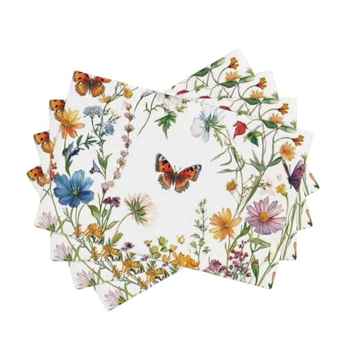BoltPack Platzsets mit Blumen- und Schmetterlings-Aufdruck, hitzebeständig, 30,5 x 45,7 cm, für Esszimmer, Zuhause, Urlaub, Party, Dekoration, 4 Stück BoltPack Platzsets mit Blumen- und Schmetterlings-Aufdruck, hitzebeständig, 30,5 x 45,7 cm, für Esszimmer, Zuhause, Urlaub, Party, Dekoration, 4 Stück von Boltpack
