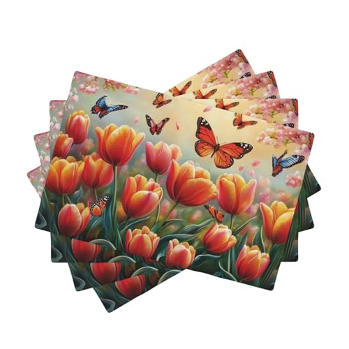 BoltPack Platzsets mit Blumen- und Schmetterlings-Aufdruck, hitzebeständig, 30,5 x 45,7 cm, für Esszimmer, Zuhause, Urlaub, Party, Dekoration, 4 Stück BoltPack Platzsets mit Blumen- und Schmetterlings-Aufdruck, hitzebeständig, 30,5 x 45,7 cm, für Esszimmer, Zuhause, Urlaub, Party, Dekoration, 4 Stück von Boltpack