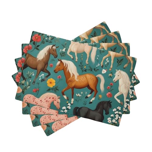 BoltPack Platzsets mit Blumenpferdedruck, 30,5 x 45,7 cm, hitzebeständig, für Esszimmer, Zuhause, Urlaub, Party, Dekoration, 4 Stück BoltPack Platzsets mit Blumenpferdedruck, 30,5 x 45,7 cm, hitzebeständig, für Esszimmer, Zuhause, Urlaub, Party, Dekoration, 4 Stück von Boltpack