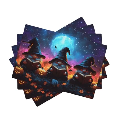 BoltPack Platzsets mit Halloween-Zwergen-Druck, 30,5 x 45,7 cm, hitzebeständig, für Esszimmer, Zuhause, Urlaub, Party, Dekoration, 4 Stück von Boltpack