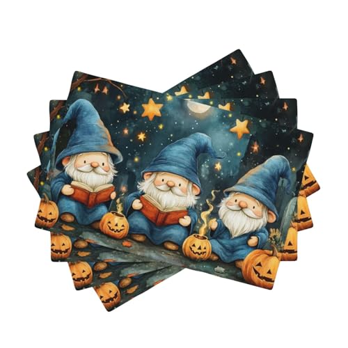 BoltPack Platzsets mit Halloween-Zwergen-Druck, 30,5 x 45,7 cm, hitzebeständig, für Esszimmer, Zuhause, Urlaub, Party, Dekoration, 4 Stück von Boltpack
